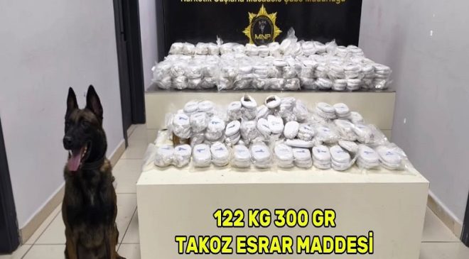 MERSİN’DE DEV UYUŞTURUCU OPERASYONU: 122 KİLO TAKOZ ESRAR ELE GEÇİRİLDİ